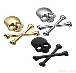 9x85cm 3D Skull Metal Skeleton Crossbones Car Motorcycle Sticker Label Skull Emblem Badge car styling stickers decal accessories3869634