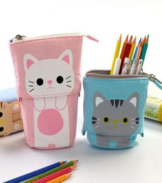 Stand-up Transformer Bag with Face Black Dot Organizer Cute Pen Pencil Telescopic Holder Stationery Case Great for Cosmetics Pouch Makeup3636701