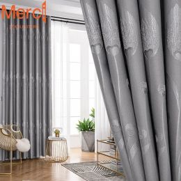 Curtains Window Grey Curtains for Living Room Bedroom Modern Simple Brief Silver Pure Colour Knit High Shading Customization