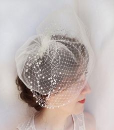 Ivory Birdcage Veil Beaded Face Covers Wedding Veils Fascination Hat With Metal Comb Soft Illusion Tulle Birdcage Veil 2017 New7911386