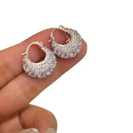 Shiny Cubic Zircon Bag Shaped Hoop designer charm Earrings for Women Exquisite Metal Gold Colour Temperament Earrings Wedding Jewellery Gifts