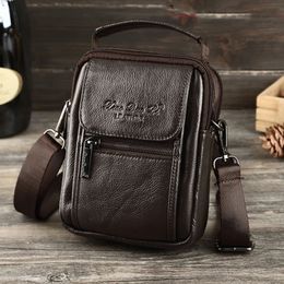 Men Small Shoulder Cross body Bags Handbag Genuine Leather Belt Hip Bum Fanny Waist Pack Real Cowhide Male Mini Messenger Bag 240311