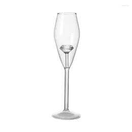 Wine Glasses 1 Piece Creative 3D Clear Diamond Pink Rose Red Flower Build-in Goblets Champagne Flute Household Lovely Gift 220ml Glass Cup