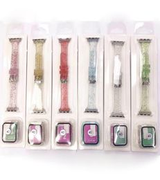 Transparent Glitter watch Band with tempered glass full cover case watch strap replacement for iwtach 6543211568894