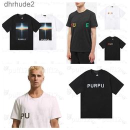 Men's Designer Purple Brand 2024ss t shirt Color printed cotton loose casual summer men's and women's short sleeve t shirt sports breathable sweat absorption shir MF4N