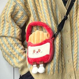 Bag Girls Crossbody Zipper Hamburger Handbag Purses Adjustable Strap Plush Cartoon For Shoping Outing Hobo