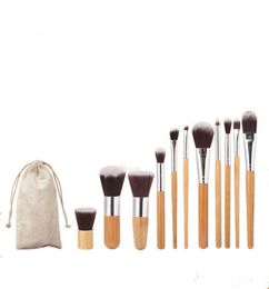 11pcs Natural Bamboo Makeup Brushes set professional Eyeshadow Foundation Lip Makeup Brushes Cosmetic Brush Sets maquiagem with ba3842227