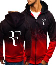 RF Roger Federer Print Sweatshirt Gradient Hoodies Men Spring Autumn Fleece Zipper Jacket Mens Hoodie Harajuku Male Clothing V19117570484