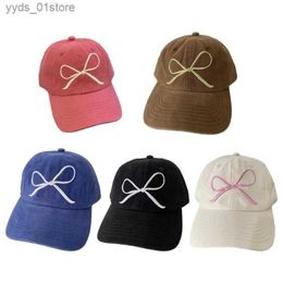 Ball Caps Sweet Embroidery Bows Cs Adjusting Baseball Hat Women Sun Hat Spring Headwear L240314