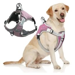 Harnesses Pet Dog Harness Reflective Nylon Adjustable Snapon Collar Vest Safety AntiLost Dogs Night Safety Reflect Light for Cats Vest