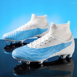 American Football Shoes Men Soccer Ankle Training Sports Cleats Footboot Boots Grass Turf Futsal Long Spikes Ultra-light Comfortable Top