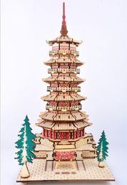 beautiful Wooden Simulation of 3d building models DIY puzzle toys Wooden puzzle Birthday present9382520