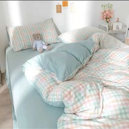 Euro Nordic Blue Solid Home Bedding Set Simple Soft Duvet Cover With Sheet Comforter Covers Pillowcases Bed Linen 240306