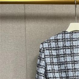 Skirts Women V-Neck Tweed Plaid Coat Or Skirt Set 2024 Spring Summer Ladies Long Sleeve Single Breasted Jacket A-Line Jupe Suit