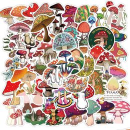 Car Stickers 50Pcs/Lot Cute Cartoon Mushroom Iti Diy Decorative Trunk Motorcycle Trolley Case Waterproof Removable Drop Delivery Autom Oth3G