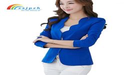 Fashion New Blazers Jackets For Women Work Royal Blue Blazer Candy Color Slim Suit Flouncing Veste Blazer Femme YC05117602112