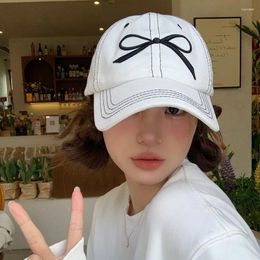 Ball Caps Korea Ins Bright Line 3D Embroidery Bow Baseball Unisex Spring And Summer Show Face Small Versatile Sunscreen Women's Hats