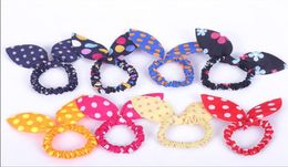 100Pcslot Children Women Hair Band Cute Polka Dot Bow Rabbit Ears Headband Girl Ring Scrunchy Kids Ponytail Holder Hair Accessori2028660