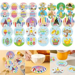 Stitch 615Pcs DIY Diamond Painting Coaster Easter Gnome Bunny Drink Cup Cushion Nonslip Table Placemat Insulation Pad Kitchen Decor