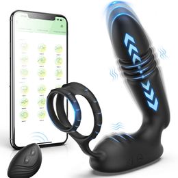 Male Masturbator Thrusting Prostate Massager Remote Wireless APP Vibrator Men Anal Butt Plug Dildo Sex Toy for Couples
