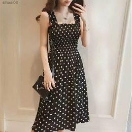 Basic Casual Dresses Women Dress Loose None Sleeve Polka Dot Shoulder Plus Size Casual Fashion comfort Pullover Dress Fashion boho vestidos 2023L2403