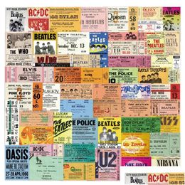 Car Stickers 55Pcs/Lot Classic Rock Band Vintage Tickets Iti Sticker For Laptop Motorcycle Skateboard Luagage Decal Guitar Drop Delive Ottew
