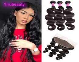 Peruvian 100 Human Hair Whole Body Wave 3 Bundles With 13X4 Lace Frontal Pre Plucked Natural Colour Weaves 1028inch2631876