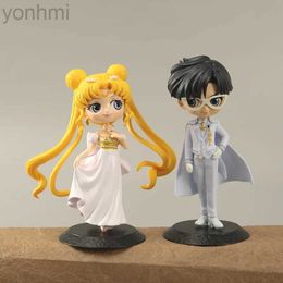 Action Toy Figures 16CM Kawaii Anime Cartoon Sailor Moon Tsukino Usagi Chiba Mamoru Cute Toy Desktop Car Centre Console Decor Gifts For Friends ldd240314