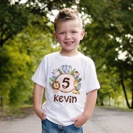 T-shirts Personalized Birthday Shirt 1-9 Year T-Shirt Wild Tee Boys Birthday Party T Shirt Wild Animal with Name Clothes Kids Gifts Tops ldd240314