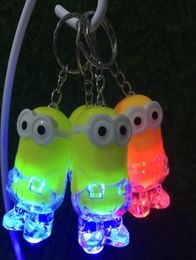 Arrival Minion LED Gadget Keychain Key Chain Ring Kevin Bob Flashlight Torch Sound Toy Despicable Me Kids Christmas Promotion Gift7500680