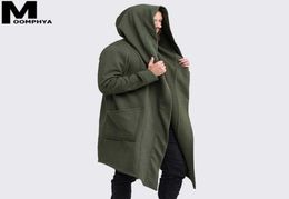 Mantle Streetwear Hoodie Long Male Black mens Hooded Cloak Hip Hop Longline Sweatshirt Sudadera Hombre Cardigan hoodies7102295