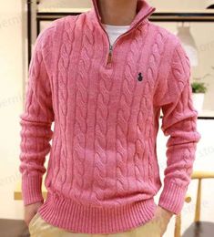 Mens Sweater Designer Polo Half Zipper Ralphs Hoodie Long Sleeve Knitted pony High Collar Men Woman Laurens Embroidery Fashion Top 08u