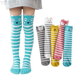 Kids Socks Children Knee High Socks Baby Kids Cartoon Animal Long Cotton Socks for Girls Boys Toddler School Striped Child Trendy 2-12 Yeas YQ240314