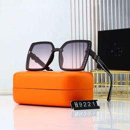 Designer Hemes Sunglasses New Box Mens and Womens Sunglasses Fashion Wide Leg Premium Sense Glasses Cool Sunglasses