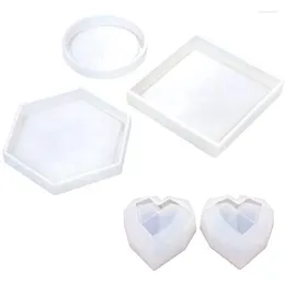 Jewelry Pouches 4 Pack Diy Silicone Holding Molds Hexagon Round Square Heart Casting For Polymer Clay Crafting Resin Coa