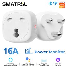 Tuya Wifi Smart Socket 3 Pin Plug South Africa To Eu Uk Us Outlet Adapter Power Monitor Voice For Home Alexa 240228