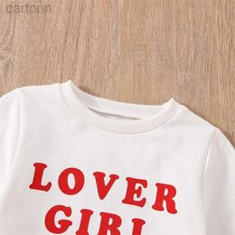 T-shirts Valentine s Day Kids Baby Girls Outfit Heart T-shirt Tops and A-line Skirt Set 2Pcs Valentine s Day Clothes ldd240314