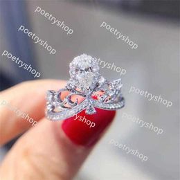 Band Rings 2024New Top Sell Vintage Jewellery Real 925 Sterling Silver Water Drop White Topaz CZ Diamond Gemstones Women Wedding Crown Band Ri301E