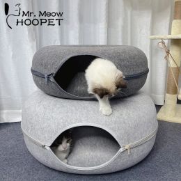 Mats Felt Cat Tunnel Multicat Interactive Playing Toy for Cats Sleep House Removable Pet Bed Funny Round Nest for Small Dogs Puppy