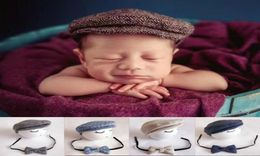Newborn Baby Peaked Beanie Cap Hat Bow Tie Po Pography Prop Infant Boy Caps5026489