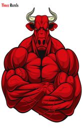 Three Ratels TRL417 14x129cm Bodybuilding Bull Car Stickers Funny Auto Sticker Decals3609577