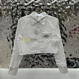 Rhinestone Pocket Blouses Women Cropped T Shirt Spring Summer Breathable Tees Long Sleeve Blouse