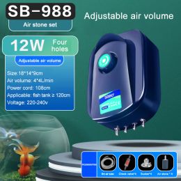 Accessories SOBO Silent Aquarium Oxygen Air Pump Fish Tank Adjustable Air Volume High Power Oxygenator Air Compressor Aerator 220v 12w