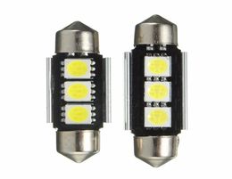 10X 36mm 39mm 3 LED SMD 5050 15W 60LM Canbus Error Car Interior Festoon Auto Dome Door DC12V White 6000k2775719