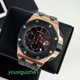 AP Watch Top Machinery Watch 26062 Forged Carbon 18k Rose Gold Case 44mm Diameter Automatic Mechanical Mens Watch