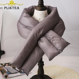 PLIKTEA Korean Thick Warm Coffee Winter Down Ring Scarf for Women Gray Brown Woman Scarves for The Neck Circle Children's Sca275x