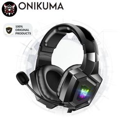 ONIKUMA Wired Stereo Gaming Headphones With Mic LED Lights for Gamer Headset 240314