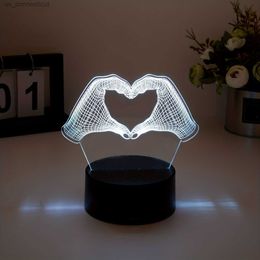 Lampade da tavolo 1pc Finger Heart Night Light 7Colorc Hangingl Edt Ablel Ampw Itht Ouchc ontrolu SBP Owered3 do pticali lluusionl ampf Orb eSroomn urseryb edsideh ome