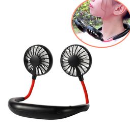 Hanging Neck Fan Portable USB Rechargeable Lazy Hands Dual Cooling Mini Air Cooler Sport 360 Degree Rotating 1200mAh Outdoor9778928
