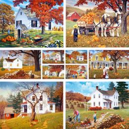 Number Landscape House Coloring By Numbers Painting Package Acrylic Paints 50*70 Picture By Numbers Photo Decorative Paintings For Kids